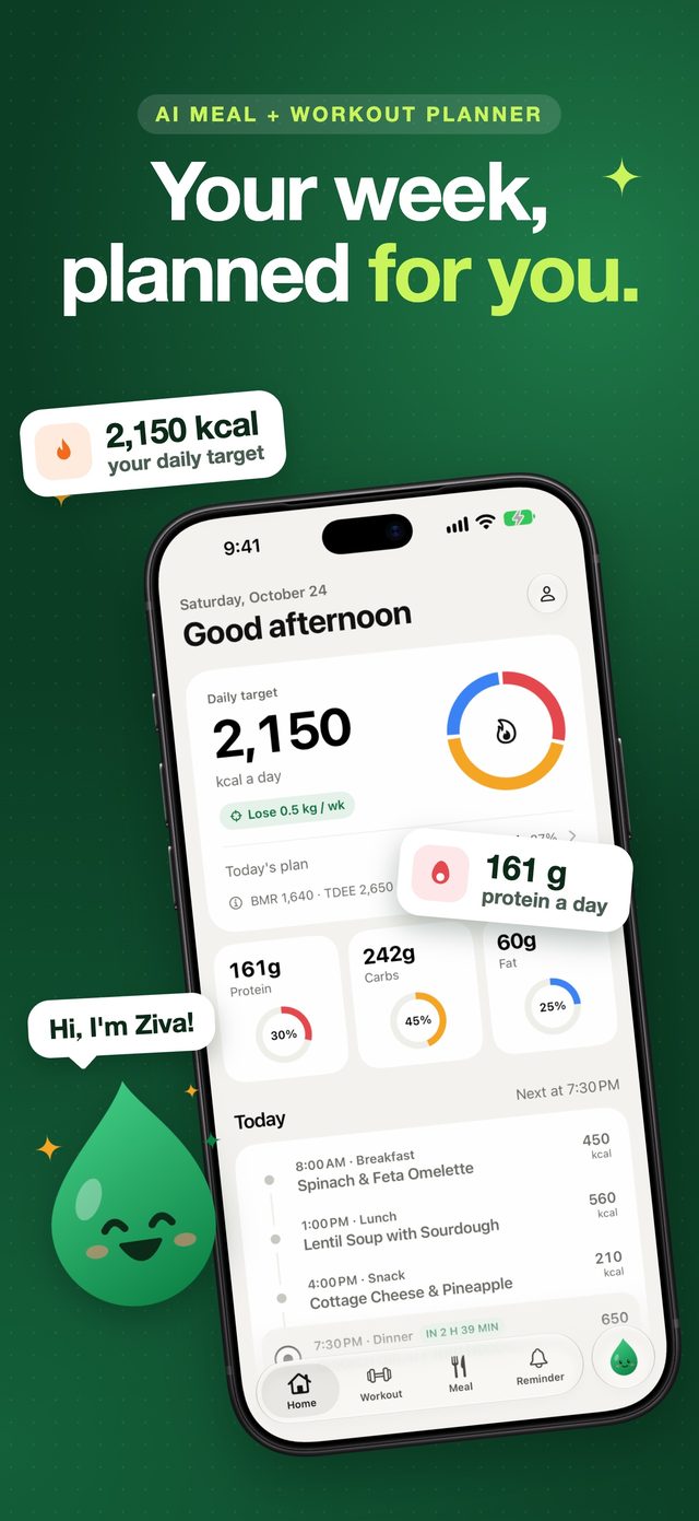 ZivaAI screenshot: Your week, planned for you