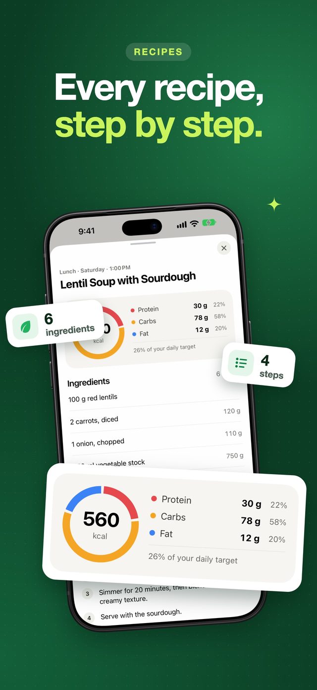 ZivaAI screenshot: Every recipe, step by step