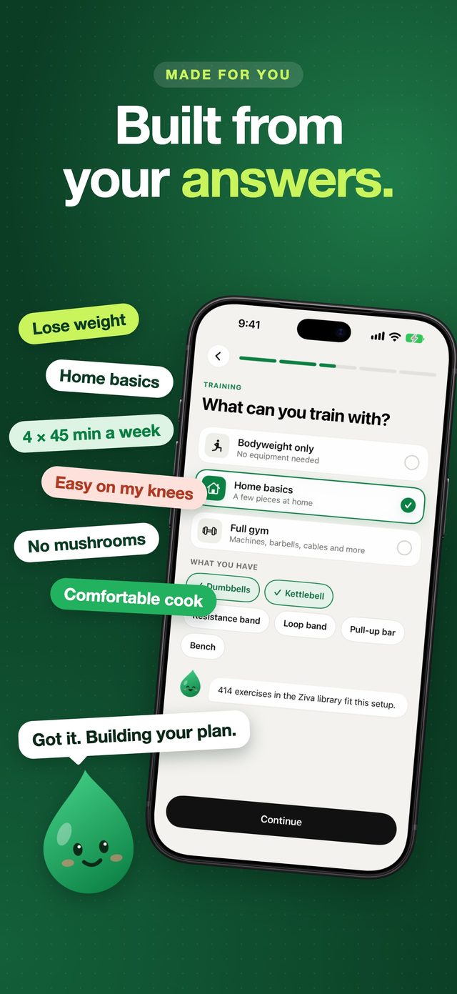 ZivaAI screenshot: Built from your answers